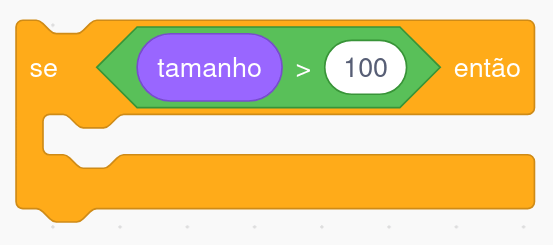 Bloco "se" coma a condição de tamanho