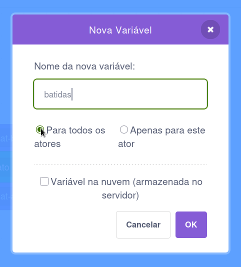 Criação da variável batidas, para todos os atores