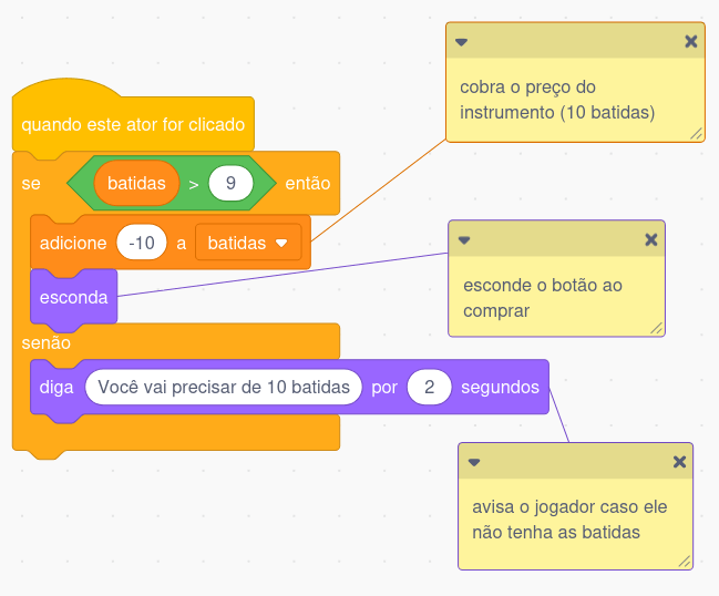 Código do botão da caixa com a subtração do preço e mensagem pro jogador.