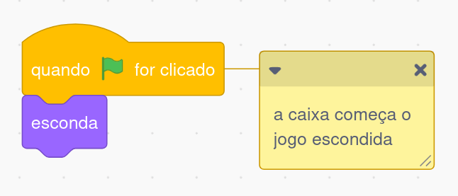 Código de preparação da caixa que a esconde