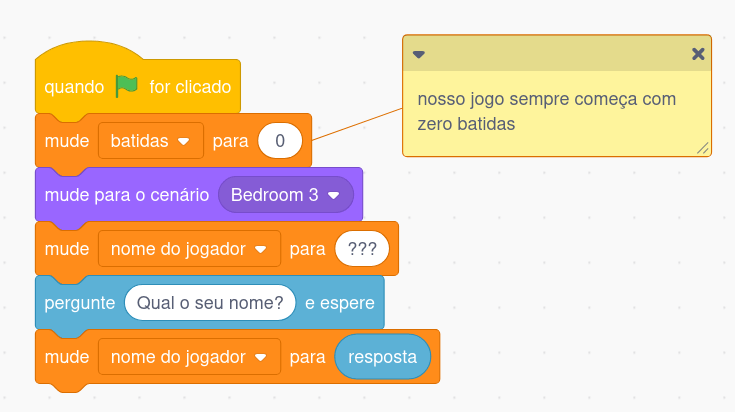 Novo bloco no código do palco