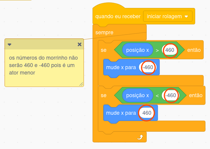 Posicionamento e movimentação do morrinho
