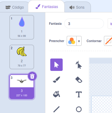 nomes nas fantasias adicionadas à pétala