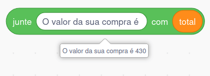 O bloco junte pra unir a frase com o conteúdo da variável
