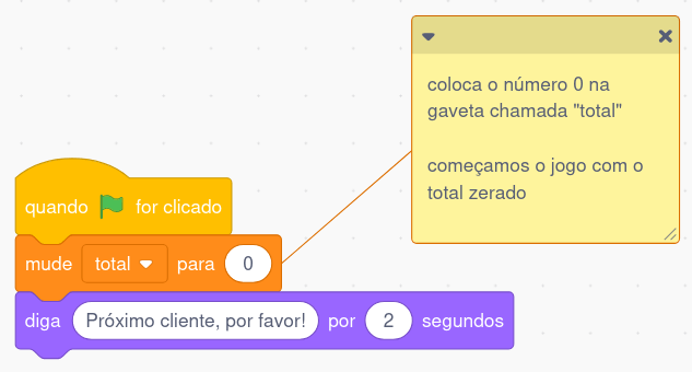 Bloco que zera o total adicionado no ator da bruxa