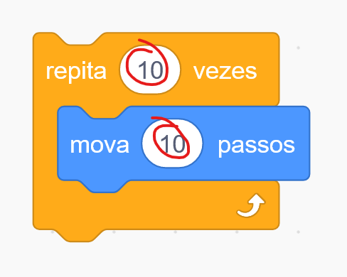 Blocos de [animação](/conceitos/animacoes/)com os valores a serem alterados marcados